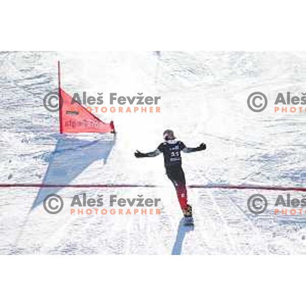 Zan Kosir (SLO), winner of FIS Snowboard World Cup Parallel Giant Slalom at Rogla Ski resort, Slovenia on March 6, 2021