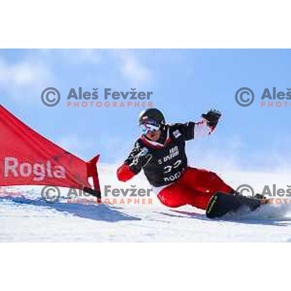 Oskar Kwiatkowski at FIS Snowboard World Cup Parallel Giant Slalom at Rogla Ski resort, Slovenia on March 6, 2021