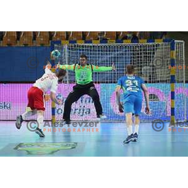 Urban Lesjak during handball match between Slovenia and Poland, Euro Handball 2022 Qualifyer in Celje on March 9, 2021 