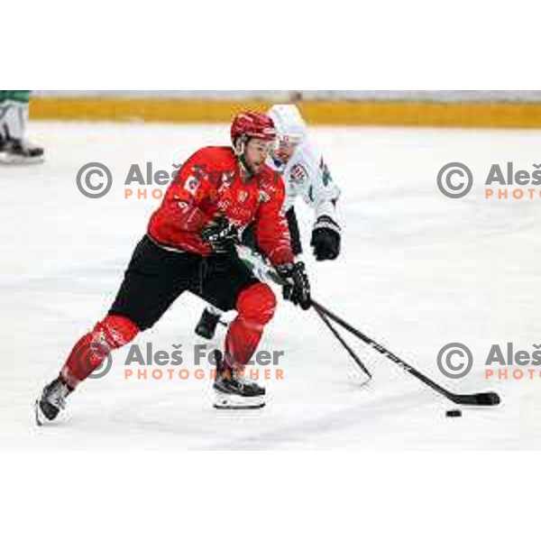Zan Jezovsek in action during Alps league ice-hockey match between Acroni Jesenice and SZ Olimpija in Jesenice, Slovenia on March 9, 2021
