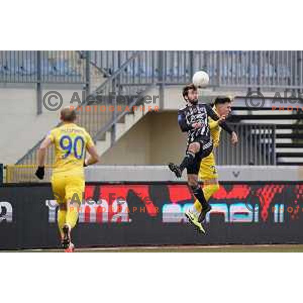 Klemen Pucko and Andraz Zinic in action during Prva Liga Telekom Slovenije 2020-2021 football match between Domzale and Mura in Domzale, Slovenia on March 10, 2021