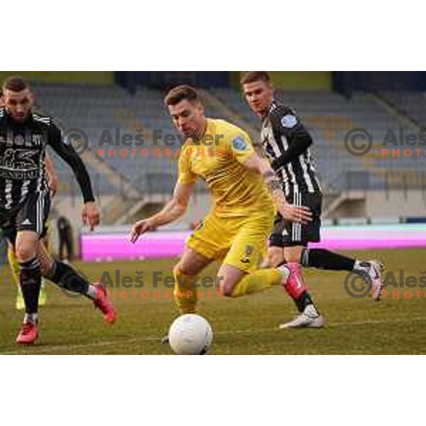 Gregor Sikosek in action during Prva Liga Telekom Slovenije 2020-2021 football match between Domzale and Mura in Domzale, Slovenia on March 10, 2021