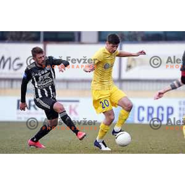 Amadej Marosa and Sven Sostaric Karic in action during Prva Liga Telekom Slovenije 2020-2021 football match between Domzale and Mura in Domzale, Slovenia on March 10, 2021