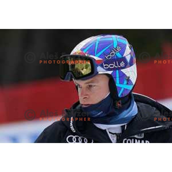 Alexis Pinturault at course inspection before first run of AUDI FIS World Cup Giant Slalom for Vitranc Cup in Kranjska gora, Slovenia on March 13, 2021