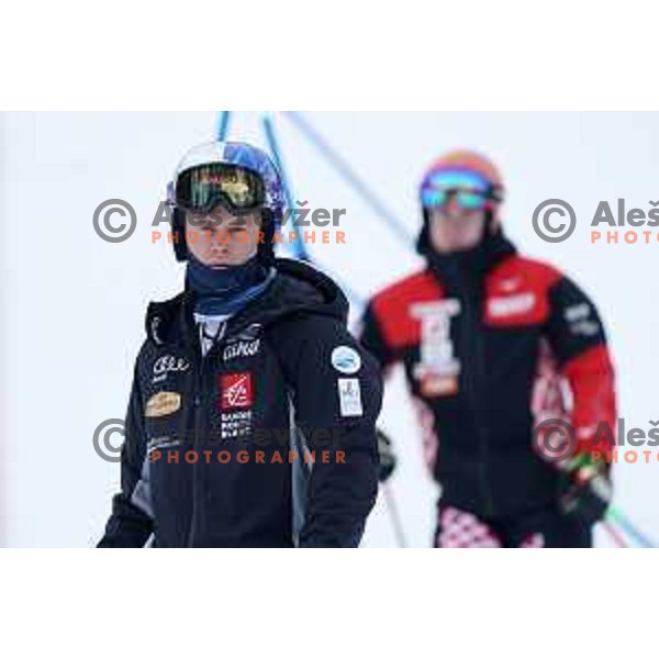 Alexis Pinturault at course inspection before first run of AUDI FIS World Cup Giant Slalom for Vitranc Cup in Kranjska gora, Slovenia on March 13, 2021