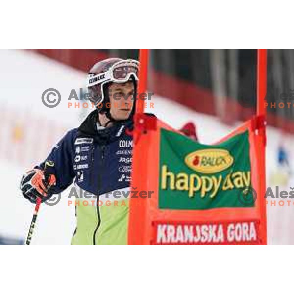 Zan Kranjec during course inspection before first run of AUDI FIS World Cup Giant Slalom for Vitranc Cup in Kranjska gora, Slovenia on March 13, 2021