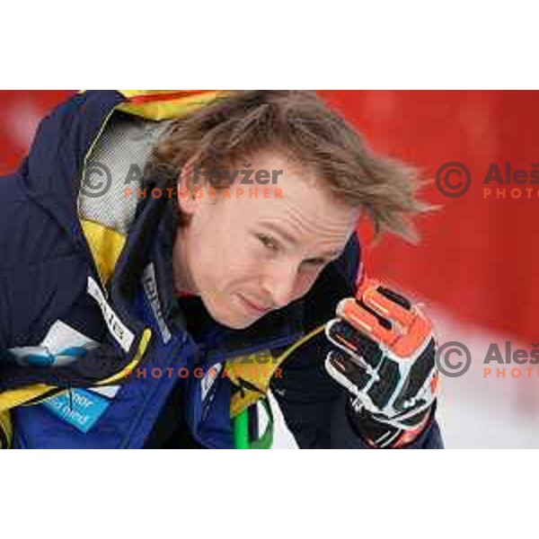 Henrik Kristoffersen at course inspection before first run of AUDI FIS World Cup Giant Slalom for Vitranc Cup in Kranjska gora, Slovenia on March 13, 2021