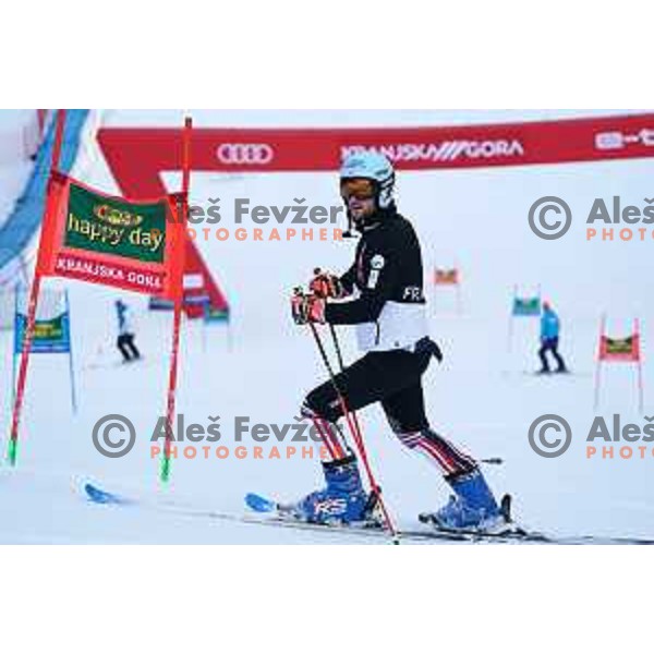Thibaut Favrot during course inspection before first run of AUDI FIS World Cup Giant Slalom for Vitranc Cup in Kranjska gora, Slovenia on March 13, 2021