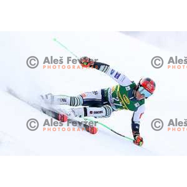 Stefan Hadalin (SLO) racing in the first run of AUDI FIS World Cup Giant Slalom for Vitranc Cup in Kranjska gora, Slovenia on March 13, 2021
