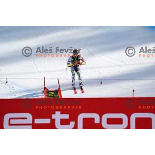 Zan Kranjec in the second run of AUDI FIS World Cup Giant Slalom for Vitranc Cup in Kranjska gora, Slovenia on March 13, 2021