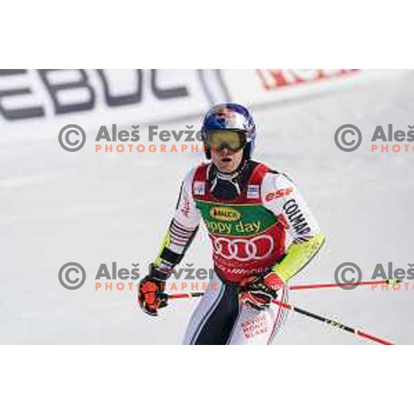 Alexis Pinturault in the second run of AUDI FIS World Cup Giant Slalom for Vitranc Cup in Kranjska gora, Slovenia on March 13, 2021