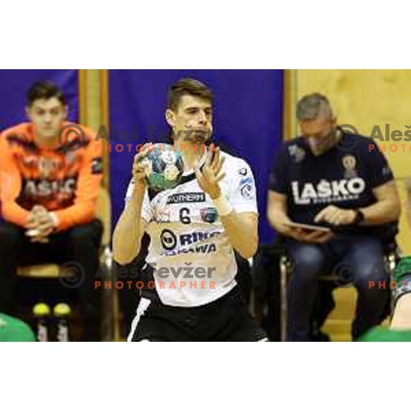 Gasper Horvat during 1.NLB league match between Riko Ribnica and Celje Pivovarna Lasko in Ribnica on on March 20, 2021