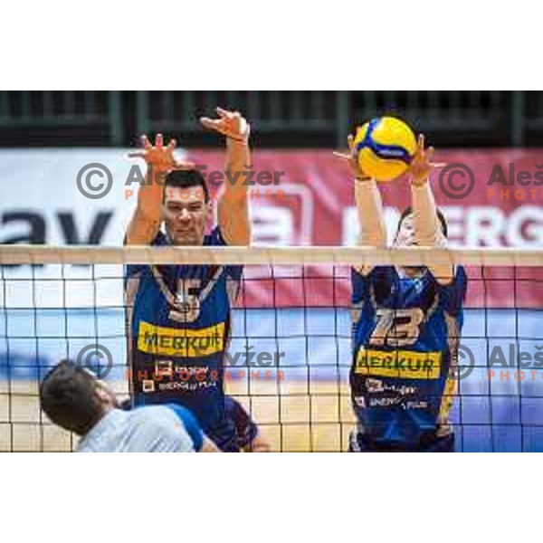 Alen Sket in action during 1.DOL Volleyball league match between Merkur Maribor and Salonit Anhovo in Dvorana Tabor, Maribor, Slovenia on March 20, 2021