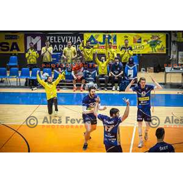 in action during 1.DOL Volleyball league match between Merkur Maribor and Salonit Anhovo in Dvorana Tabor, Maribor, Slovenia on March 20, 2021