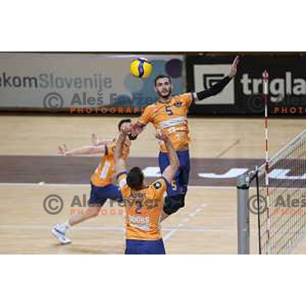 Amir Toukhteh in action during 1.DOL league match between ACH Volley and Calcit Kamnik in Ljubljana, Slovenia on March 20, 2021