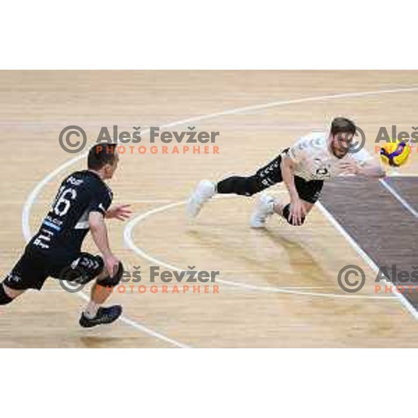 Jan Klobucar in action during 1.DOL league match between ACH Volley and Calcit Kamnik in Ljubljana, Slovenia on March 20, 2021