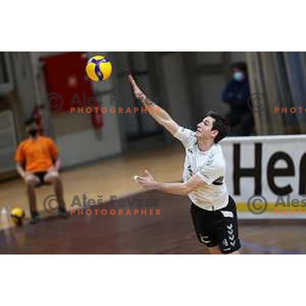 Diko Puric in action during 1.DOL league match between ACH Volley and Calcit Kamnik in Ljubljana, Slovenia on March 20, 2021