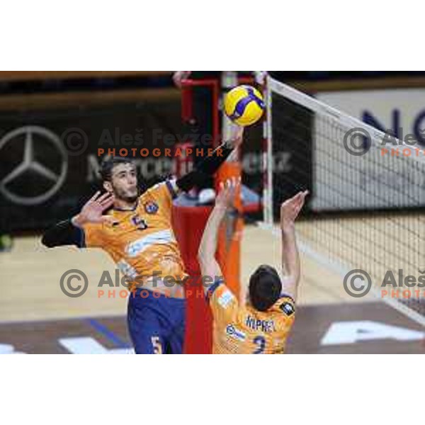 Amir Toukhteh in action during 1.DOL league match between ACH Volley and Calcit Kamnik in Ljubljana, Slovenia on March 20, 2021