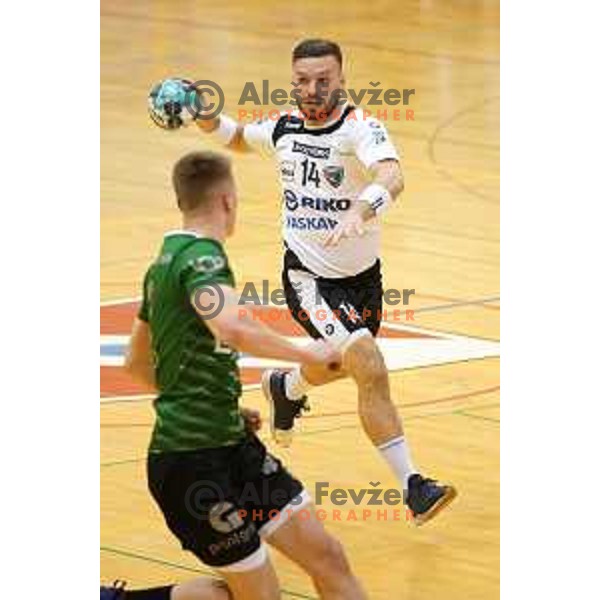 Uros Knavs during 1.NLB league match between Riko Ribnica and Celje Pivovarna Lasko in Ribnica on on March 20, 2021