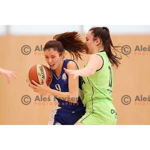 in action during 1.SKL Women basketball match between Akson Ilirija and Jezica in Ljubljana, Slovenia on March 20, 2021