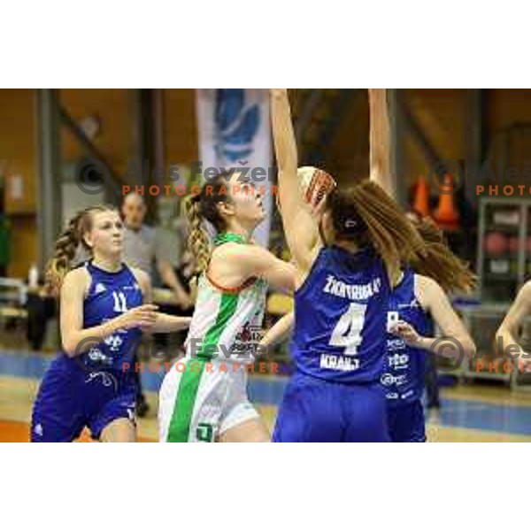in action during 1.SKL Women basketball match between Grosuplje and Triglav in Grosuplje, Slovenia on March 20, 2021