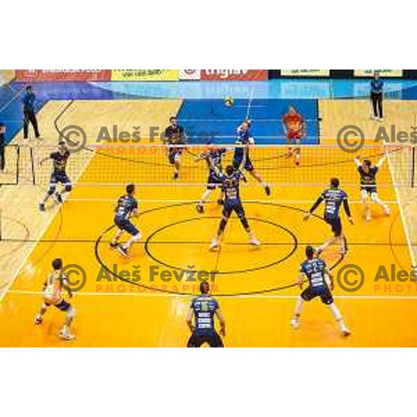 in action during 1.DOL volleyball match finals between Merkur Maribor and ACH Volley in Dvorana Tabor, Maribor, Slovenia on March 26, 2021