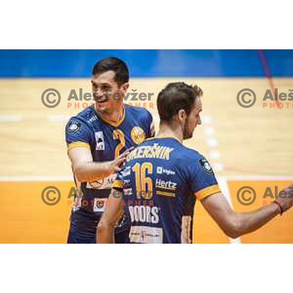 Gregor Ropret in action during 1.DOL volleyball match finals between Merkur Maribor and ACH Volley in Dvorana Tabor, Maribor, Slovenia on March 26, 2021