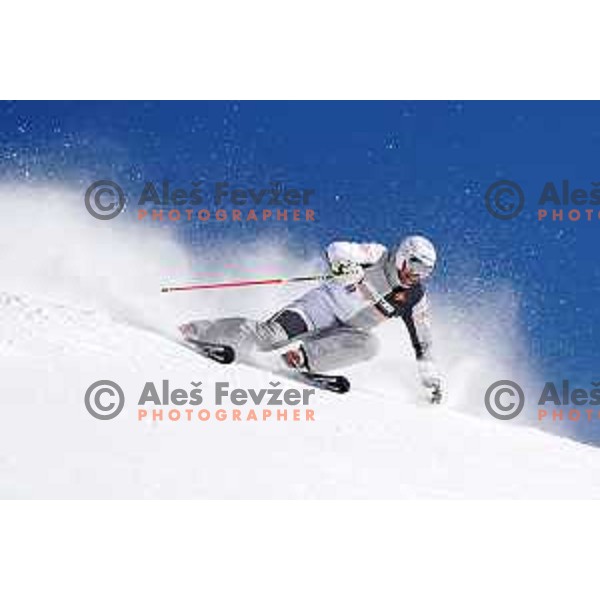 Sandi Murovec, UPS demonstrator skiing at Krvavec Ski resort ( 1450 meters - 1971 meters) with 30 km of groomed tracks in early spring, Cerklje na Gorenjskem on March 23, 2021 