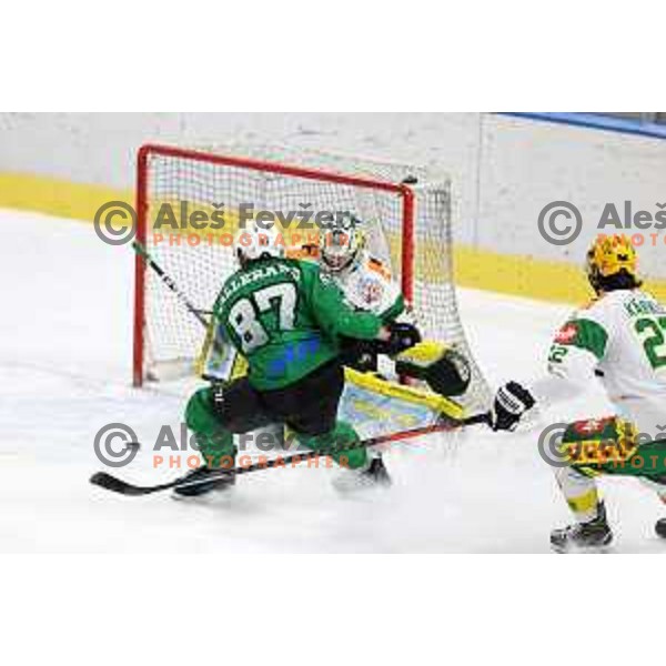 Marc Oliver Vallerand in action during first match of the semi-final of Alps league between SZ Olimpija and Lustenau in Ljubljana, Slovenia on April 8, 2021