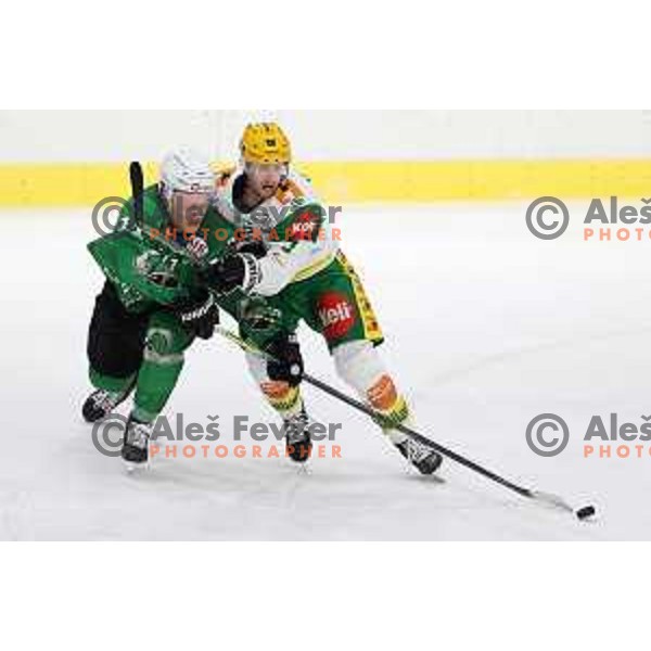 Juuso Pulli in action during first match of the semi-final of Alps league between SZ Olimpija and Lustenau in Ljubljana, Slovenia on April 8, 2021