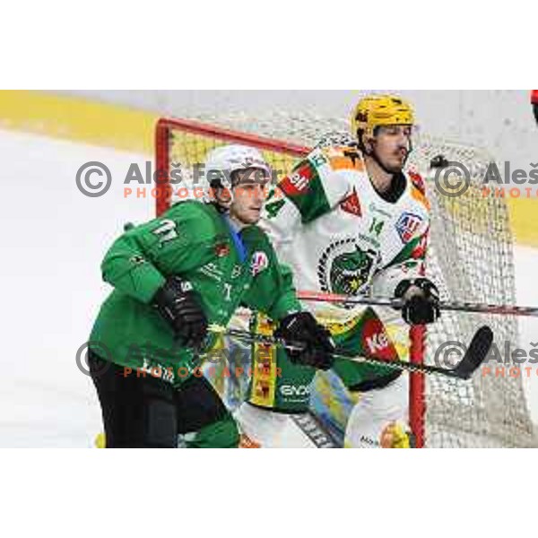 Nejc Brus In action during first match of the semi-final of Alps league between SZ Olimpija and Lustenau in Ljubljana, Slovenia on April 8, 2021