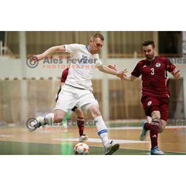 Alen Fetic in action during European Qualifiers futsal match between Slovenia and Latvia in Lasko, Slovenia on April 12, 2021
