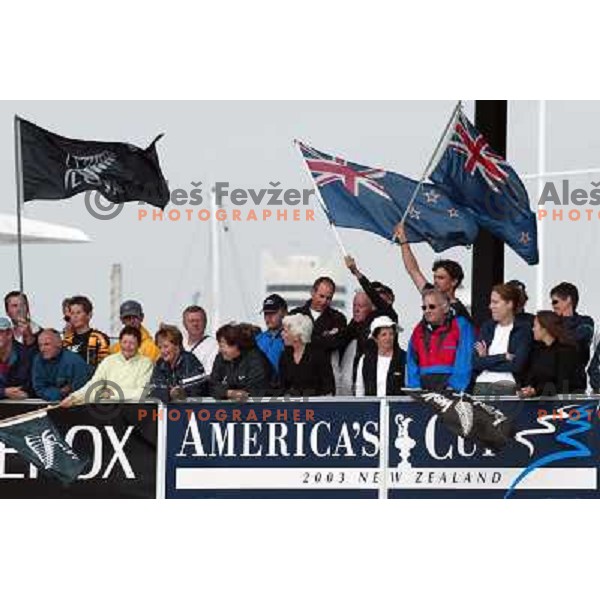 at America\'s Cup Final sailing match race between team New Zealand and team Alinghi in Auckland, New Zealand on March 2, 2003. Team Alinghi defeated Team New Zealand 5:0