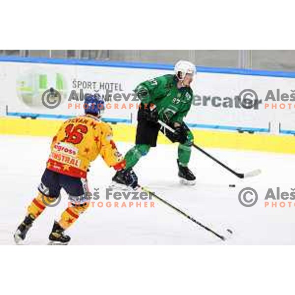 Marc-Oliver Vallerand in action during the Final of Alps league ice-hockey match between SZ Olimpija and Asiago in Ljubljana, Slovenia on April 20, 2021