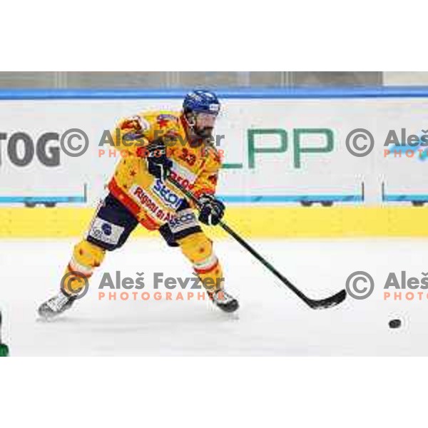 Stefano Marchetti in action during the Final of Alps league ice-hockey match between SZ Olimpija and Asiago in Ljubljana, Slovenia on April 20, 2021