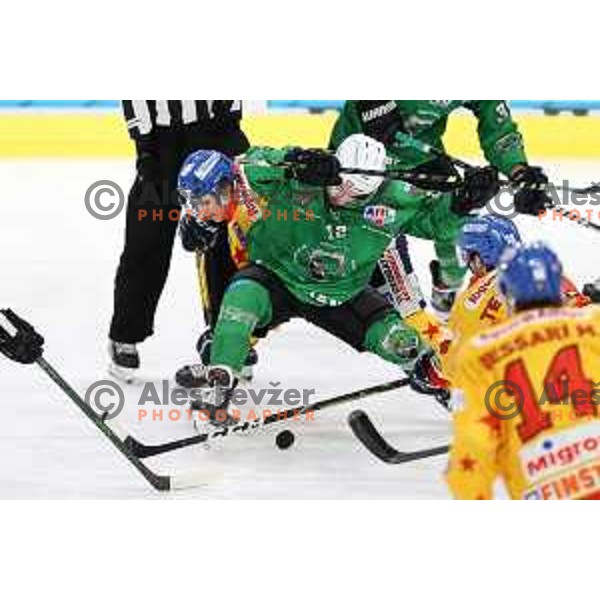 Nik Simsic in action during the Final of Alps league ice-hockey match between SZ Olimpija and Asiago in Ljubljana, Slovenia on April 20, 2021