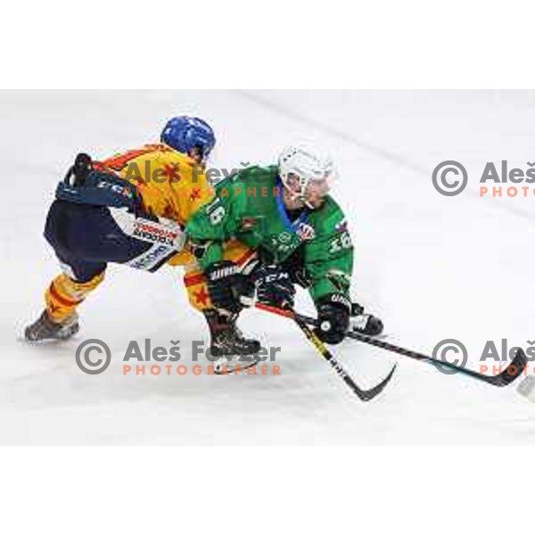 Ales Music in action during the Final of Alps league ice-hockey match between SZ Olimpija and Asiago in Ljubljana, Slovenia on April 20, 2021