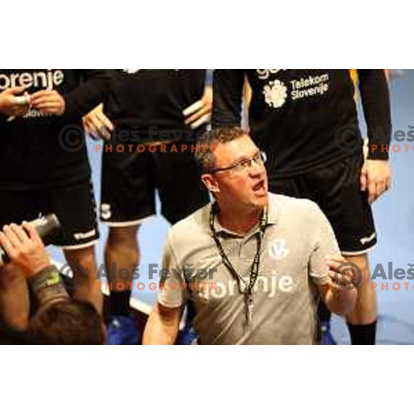 Head coach Zoran Jovicic during semi-final of EHF European Cup m match between Gorenje Velenje and AEK Athens in Velenje, Slovenia on April 24, 2021