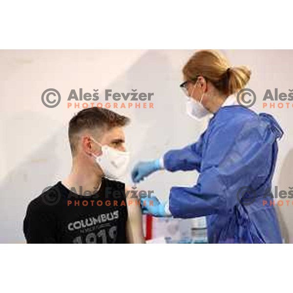 Matej Mohoric at Vaccination of Slovenian Olympic team for Tokyo 2020 Summer Olympic Games in Ljubljana, Slovenia on April 30, 2021