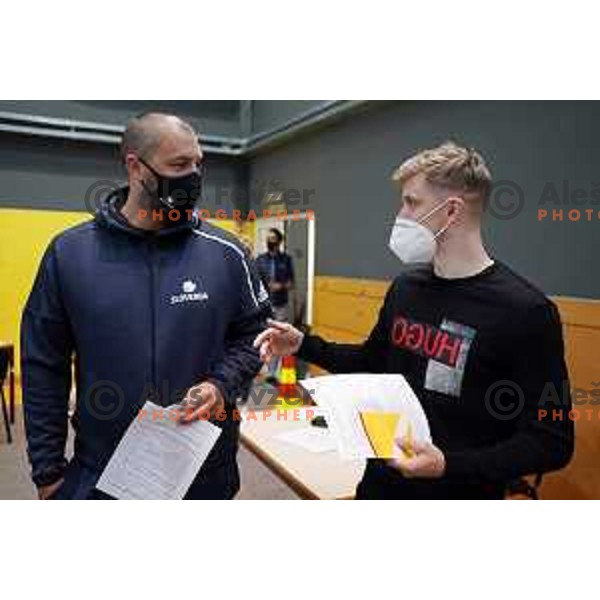 Marko Milic and Luka Rupnik at Vaccination of Slovenian Olympic team for Tokyo 2020 Summer Olympic Games in Ljubljana, Slovenia on April 30, 2021