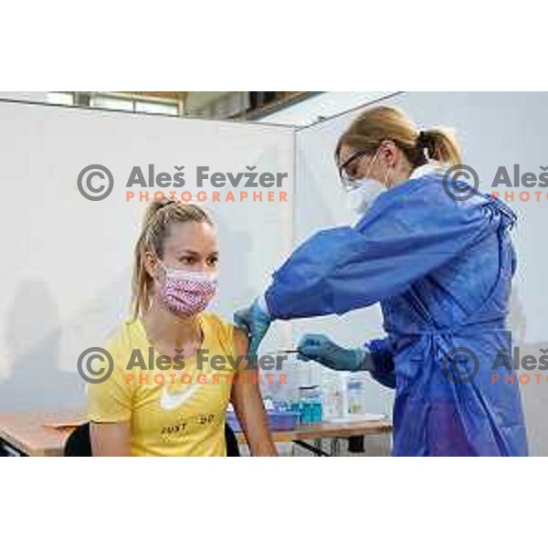 Neja Filipic at Vaccination of Slovenian Olympic team for Tokyo 2020 Summer Olympic Games in Ljubljana, Slovenia on April 30, 2021