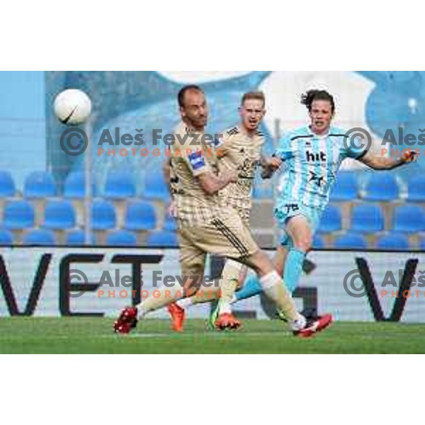 Tjas Begic and Zan Karnicnik in action during Prva Liga Telekom Slovenije 2020-2021 football match between Gorica and Mura in Nova Gorica on April 30, 2021