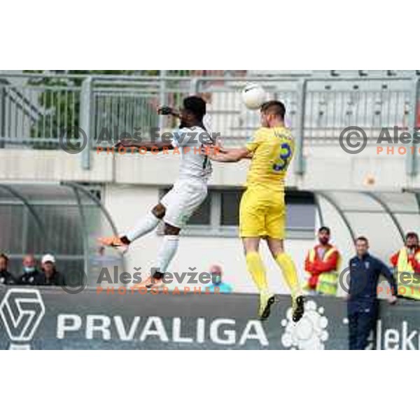 Fahd Ndzengue and Damjan Vuklisevic in action during Prva Liga Telekom Slovenije 2020-2021 football match between Tabor CB 24 Sezana and Domzale in Sezana on May 1, 2021
