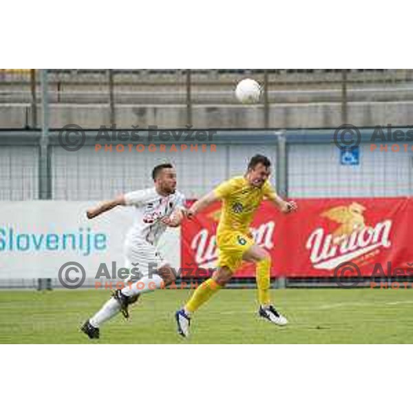 Dino Stancic and Tilen Klemencic in action during Prva Liga Telekom Slovenije 2020-2021 football match between Tabor CB 24 Sezana and Domzale in Sezana on May 1, 2021