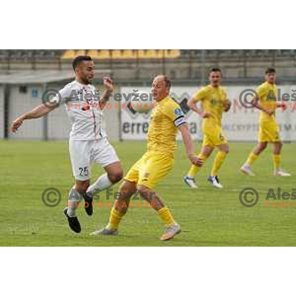 Dino Stancic and Senijad Ibricic in action during Prva Liga Telekom Slovenije 2020-2021 football match between Tabor CB 24 Sezana and Domzale in Sezana on May 1, 2021