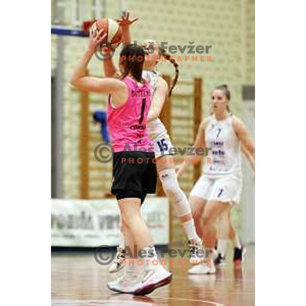 Alina Kvrgic in action during second game of the Final of 1.SKL league Women between Triglav and Cinkarna Celje in Kranj, Slovenia on April 30, 2021