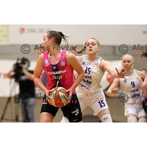Alina Kvrgic in action during second game of the Final of 1.SKL league Women between Triglav and Cinkarna Celje in Kranj, Slovenia on April 30, 2021
