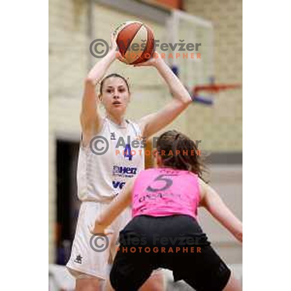 Rebeka Abramovic in action during second game of the Final of 1.SKL league Women between Triglav and Cinkarna Celje in Kranj, Slovenia on April 30, 2021