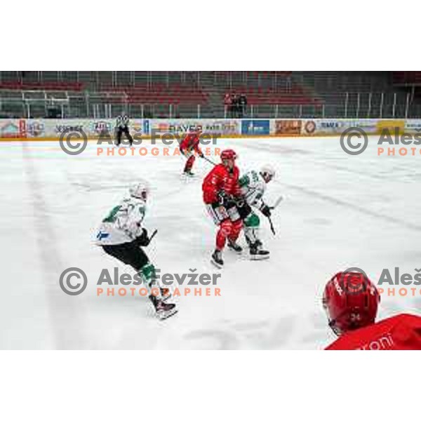 In action during second game of the Final of Slovenian Championship ice-hockey match between SIJ Acroni Jesenice and SZ Olimpija in Jesenice, Slovenia on May 3, 2021