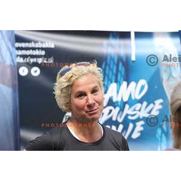 Ana Ros at Slovenska Bakla, Olympic journey around Slovenia in 81 days at second leg in Kobarid, Slovenia on May 3, 2021